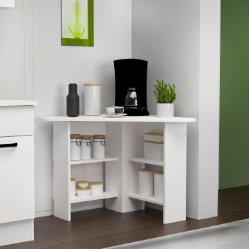 Masa de bucatarie, Hanah Home, Corner, 80x73.8x80 cm, PAL, Alb