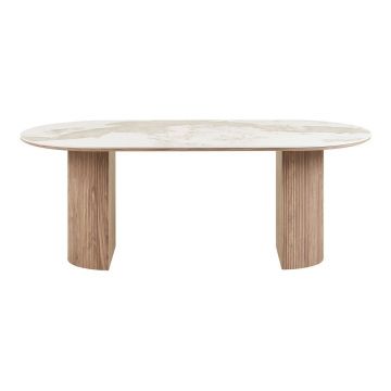 Masă de dining cu blat cu aspect de marmură 100x210 cm Athens – House Nordic