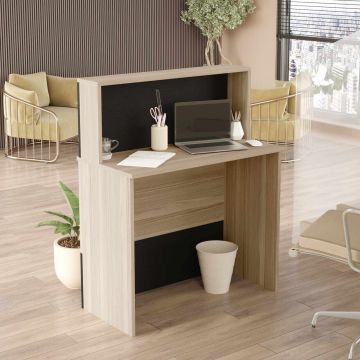 Masa de receptie, Hanah Home, Beg20-Ob, 90x110x44.5 cm, PAL, Stejar / Alb
