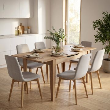 Masă de sufragerie MMS-706-FF-1 Home Collection®, Design Modern, Extensibilă, 120–150 cm, 120x70x75 cm - Lemn Natural