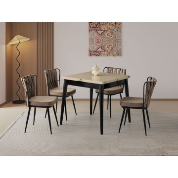 Masa extensibila, Hanah Home, Totem, PAL, Mocha deschis / negru