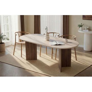 Masa, Hanah Home, Sabella, 200x75x90 cm, PAL, Travertin / Nuc Venezia