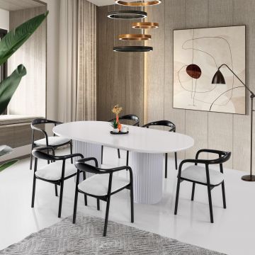Masă Lux MDF Oslo , Alb, 200x77x100 cm - Alb