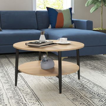 Măsuță de cafea Kody, natural/negru, 80x80x45 cm