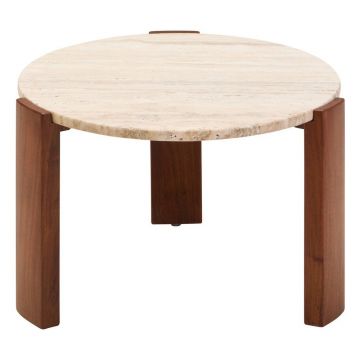 Măsuță de cafea maro/în culoare naturală deschisă rotundă cu blat din marmură ø 60 cm Palermo – Premier Housewares