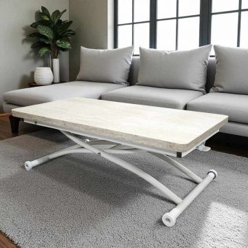 Masuta de cafea, Hanah Home, Juppo Ext, MDF, Travertin / Alb