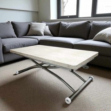 Masuta de cafea, Hanah Home, Juppo Ext, MDF, Travertin / Crom
