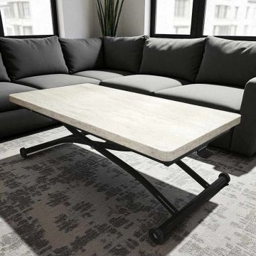 Masuta de cafea, Hanah Home, Juppo Ext, MDF, Travertin / Negru