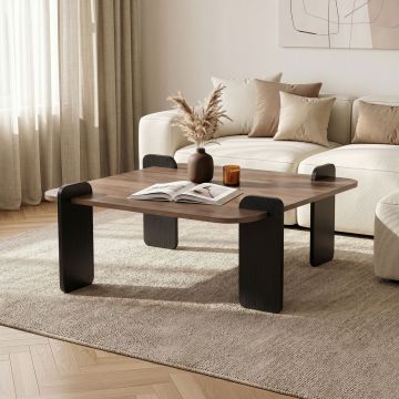 Masuta de cafea, Hanah Home, Marais, 90x35x90 cm, PAL, Nuc / Lemn negru