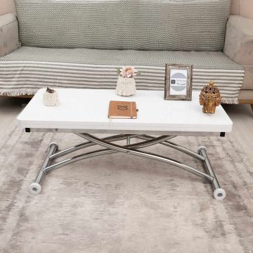 Masuta de cafea, Hanah Home, Mini Juppo Ext, MDF, Alb / Crom