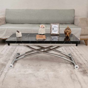 Masuta de cafea, Hanah Home, Mini Juppo Ext, MDF, Negru / Crom