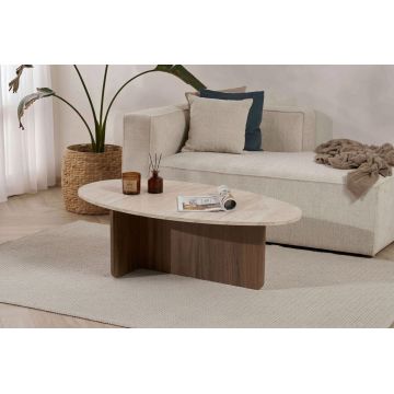 Masuta de cafea, Hanah Home, Orba, 120x40x65 cm, PAL, Travertin / Nuc Venezia