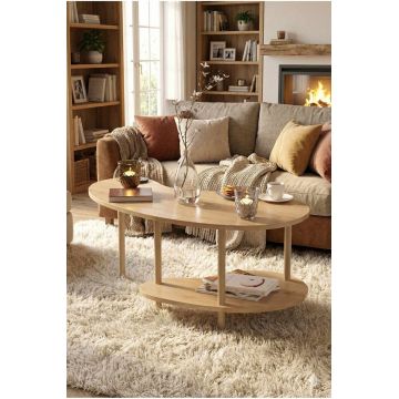 Masuta de cafea, Hanah Home, Peka-0021, 100x43x48 cm, PAL, Maro