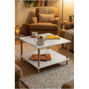 Masuta de cafea, Hanah Home, Peka-0049, 60x42.5x60 cm, PAL, Alb