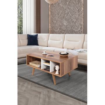 Masuta de cafea, Hanah Home, Sina 2025, 90x43x55 cm, PAL, Nuc/Alb