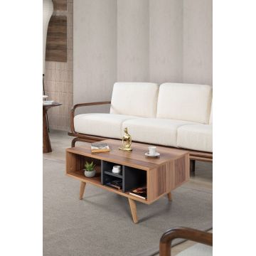 Masuta de cafea, Hanah Home, Sina 2026, 90x43x55 cm, PAL, Nuc / Antracit