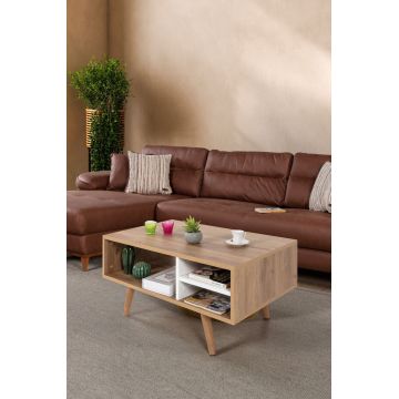 Masuta de cafea, Hanah Home, Venüs 2035, 90x43x55 cm, PAL, Stejar Safir / Alb