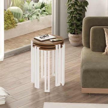 Masute (3 Pieces), Hanah Home, Palma, PAL, Nuc/Alb