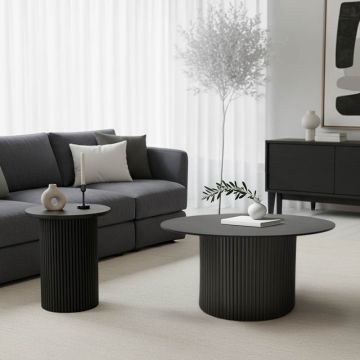 Set 2 masute de cafea Dovel Negru 70x70x50 cm