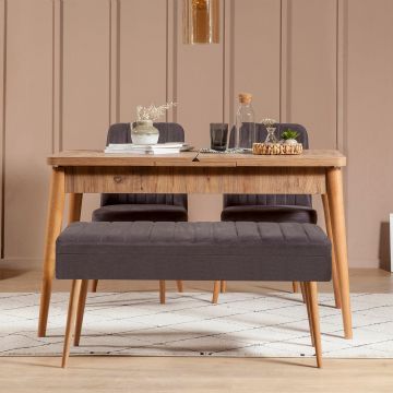 Set masă și scaune extensibile (4 bucăți) Vina, Stejar, 129x80x75 cm - Stejar