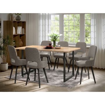 Set Masa Olive + 6 Scaune Berna Gri Deschis