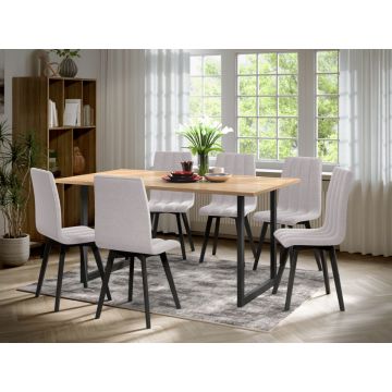 Set Masa Olive + 6 Scaune Karma Gri Deschis