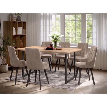 Set Masa Olive + 6 Scaune Talin Bej
