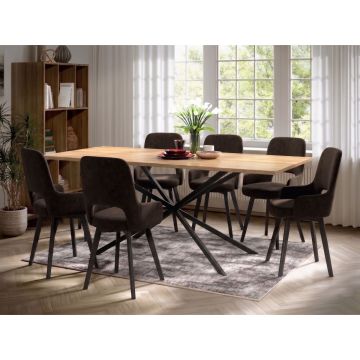 Set Masa Otis + 6 Scaune Berna Catifea Maro