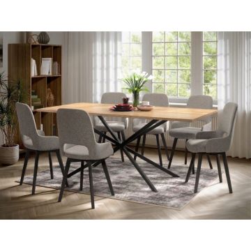 Set Masa Otis + 6 Scaune Berna Gri Deschis