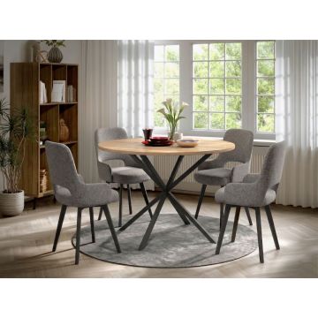 Set Masa Rotunda Spira + 4 Scaune Berna Gri Deschis