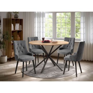 Set Masa Rotunda Spira + 4 Scaune Talin Gri Antracit