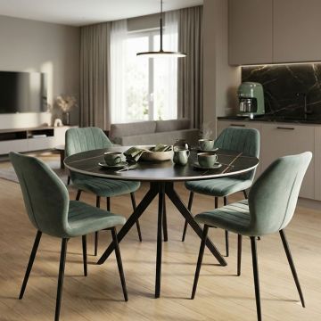 Set masa si scaune dining 5 buc. Jelour - Orbital, Verde masliniu, 120x120x76 cm