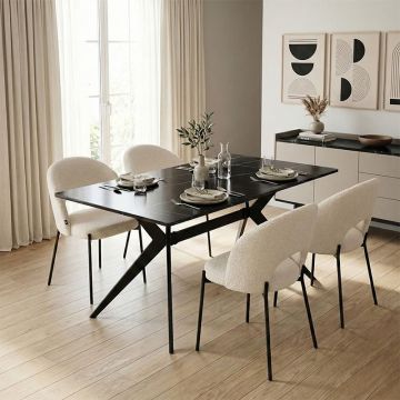 Set masa si scaune dining 5 buc. Masebo - Ezali, Alb, 140x80x82 cm