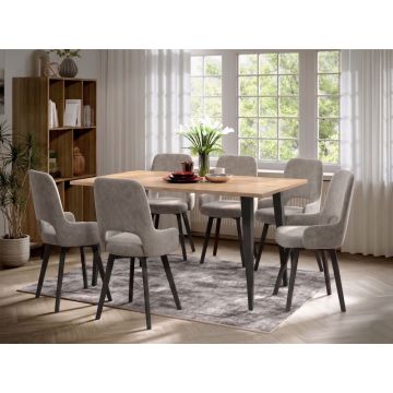 Set Masa Sorento + 6 Scaune Berna Catifea Bej