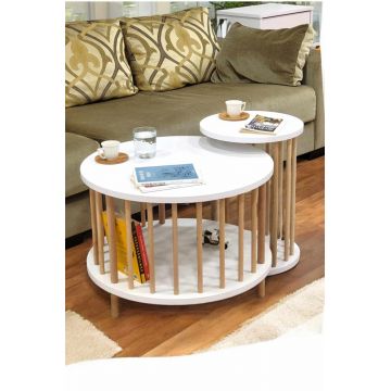 Set masute de cafea, Hanah Home, Peka-Set108, PAL, Alb
