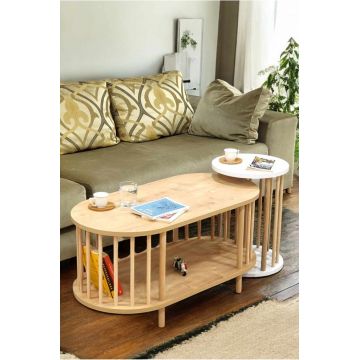 Set masute de cafea, Hanah Home, Peka111-125, PAL, Stejar Safir / Alb