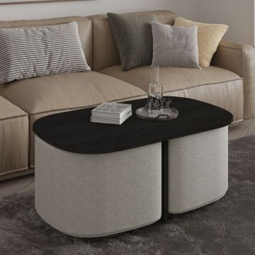 Set masute de cafea, Hanah Home, Twin, PAL, Negru