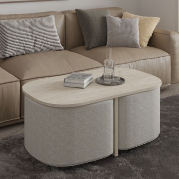 Set masute de cafea, Hanah Home, Twin, PAL, Travertin