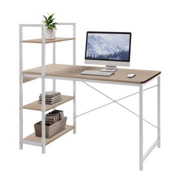 Birou Bencour cu biblioteca, 90x40x110 cm - Stejar-Alb