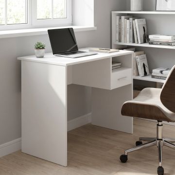 Birou CMS-105-BB-1 Home Collection®, cu sertar si raft, Alb - Stejar, 90x52x75 cm - Alb