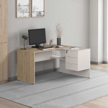 Birou CMS-743-FV-2 Home Collection® Madrid cu 3 sertare, Stejar, 140x75x107 cm - Stejar