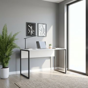 Birou CMS-900-BB-1 Home Collection® Connect cu picior metalic, 120x60x75 cm - Alb