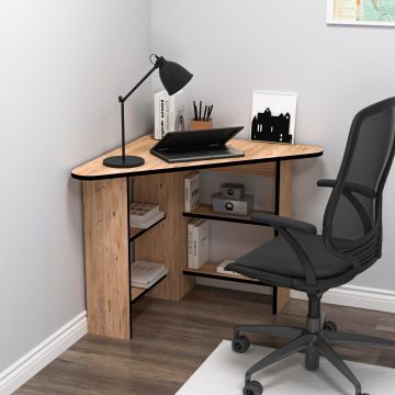 Birou Colt Bellingham cu Rafturi, Design Ergonomic, 80x74x80 cm - Stejar