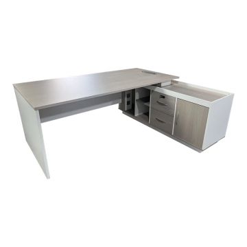 Birou colt de lucru profesional Armadi, Sonoma-Alb, 200x90x75 cm - Natur