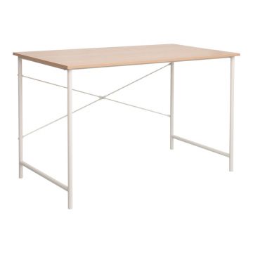 Birou de lucru Senzia, metal și Lemn, Naturala/Alb, Natur, 120x60x75 cm - Natur