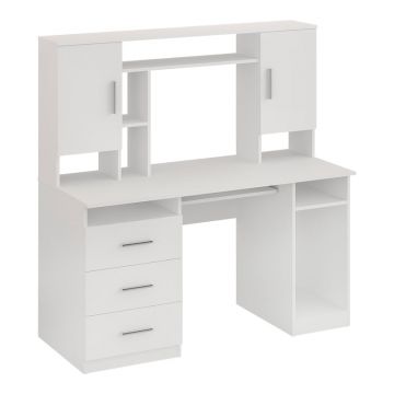 Birou Keldra cu sertare si dulapuri culor, alb, 140x60x142 cm - Alb