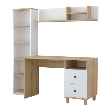 Birou Kontor, Sonoma-Alb, 160x50x162 cm - Sonoma-Alb