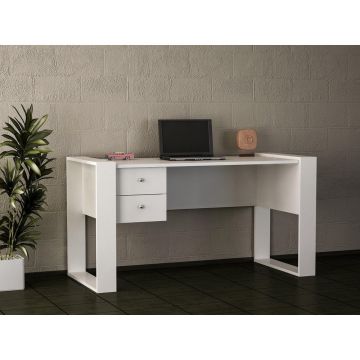 Birou Lord cu 2 sertare, Alb, 159x60x72 cm - Alb