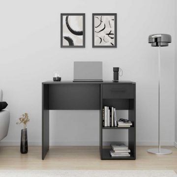 Birou Modern CMS-505-BB-1 Home Collection® Concept cu Sertar și 2 Rafturi, Alb - Maro - Stejar - Antracit, 90x52x75 cm - Antracit