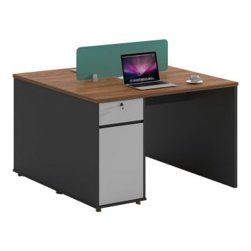 Birou profesional 2 locuri Dakota, lemn, nuc-antracit, 120x120x76 cm - Nuc